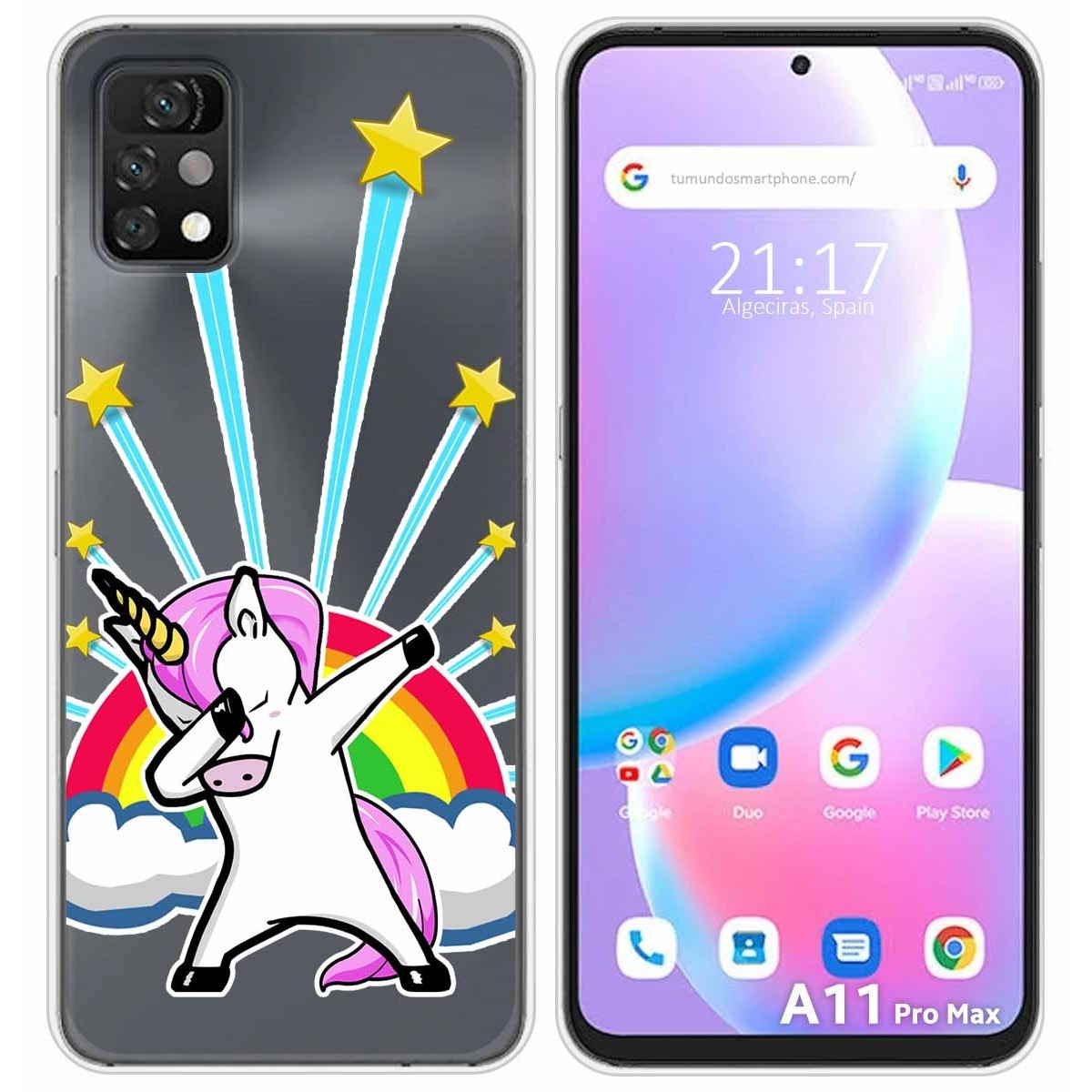 Funda Silicona Transparente para Umidigi A11 Pro Max diseño Unicornio Dibujos