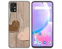 Funda Silicona para Umidigi A11 Pro Max diseño Corazones Madera Dibujos