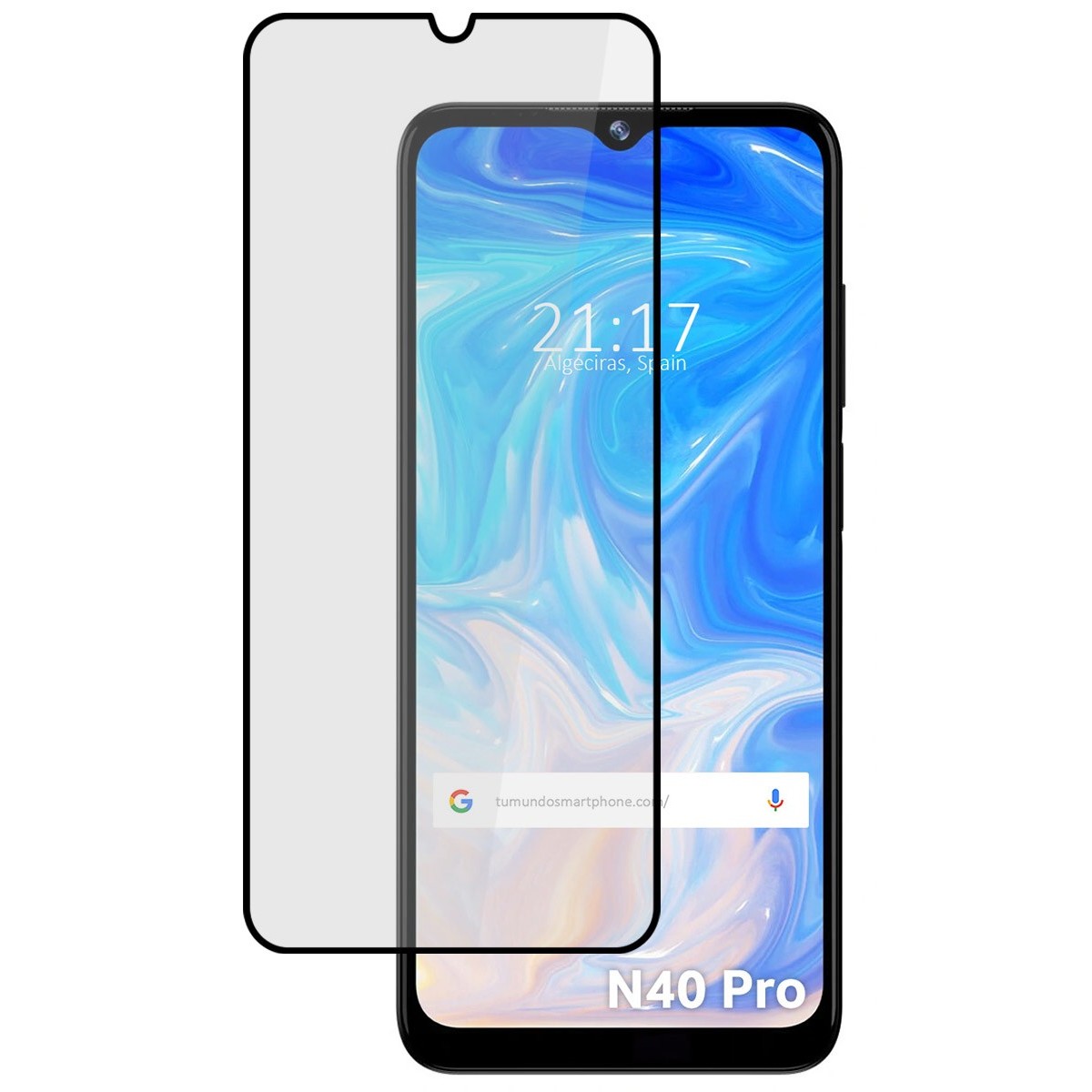 Protector Cristal Templado Completo 5D Full Glue Negro para Doogee N40 Pro Vidrio