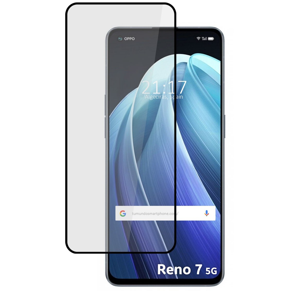 Protector Cristal Templado Completo 5D Full Glue Negro para Oppo Reno 7 5G Vidrio