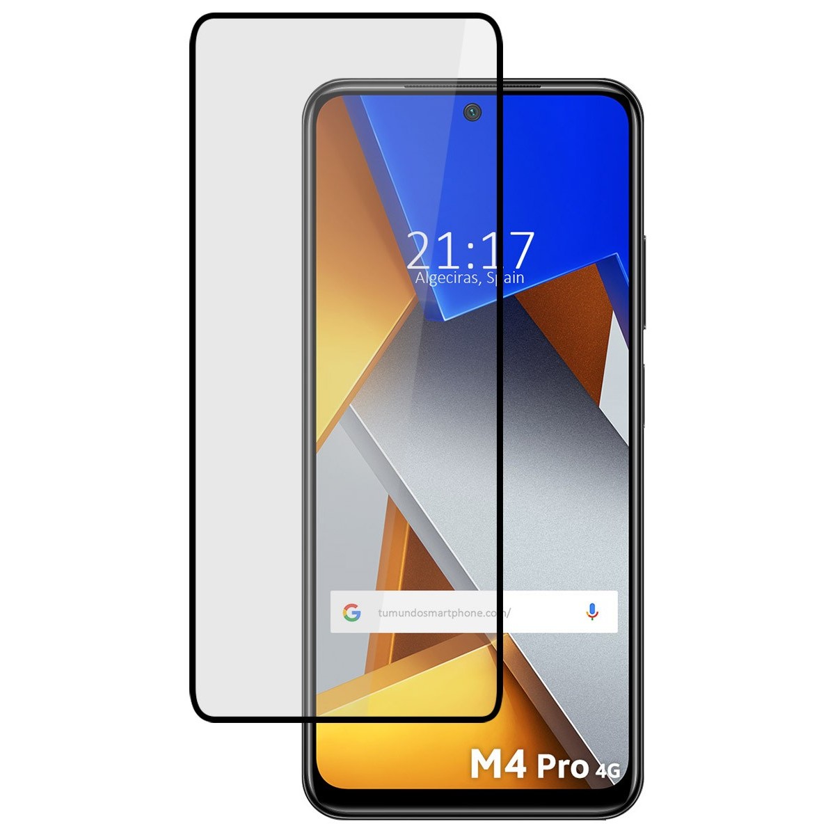 Protector Cristal Templado Completo 5D Full Glue Negro para Xiaomi POCO M4 Pro 4G Vidrio