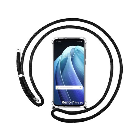 Funda Colgante Transparente para Oppo Reno 7 Pro 5G con Cordon Negro