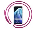 Funda Colgante Transparente para Oppo Reno 7 Pro 5G con Cordon Rosa Fucsia