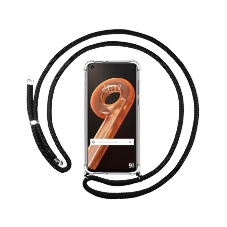 Funda Colgante Transparente para Realme 9i con Cordon Negro
