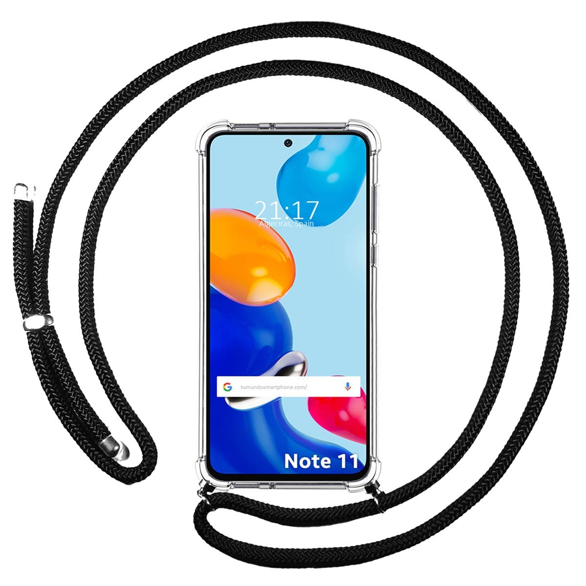 Funda Colgante Transparente para Xiaomi Redmi Note 11 / 11s con Cordon Negro