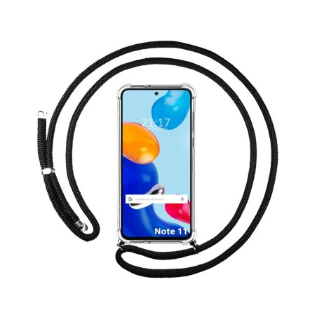 Funda Colgante Transparente para Xiaomi Redmi Note 11 / 11s con Cordon Negro