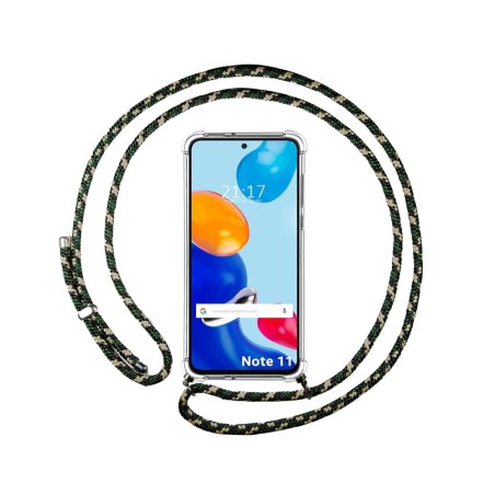 Funda Colgante Transparente para Xiaomi Redmi Note 11 / 11s con Cordon Verde / Dorado