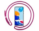 Funda Colgante Transparente para Xiaomi Redmi Note 11 / 11s con Cordon Rosa Fucsia