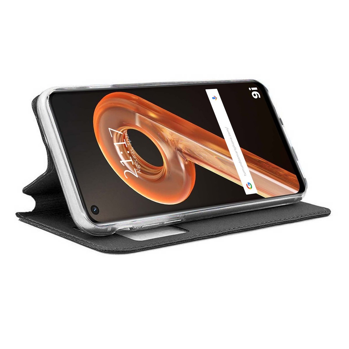 Funda Libro Soporte con Ventana para Realme 9i color Negra