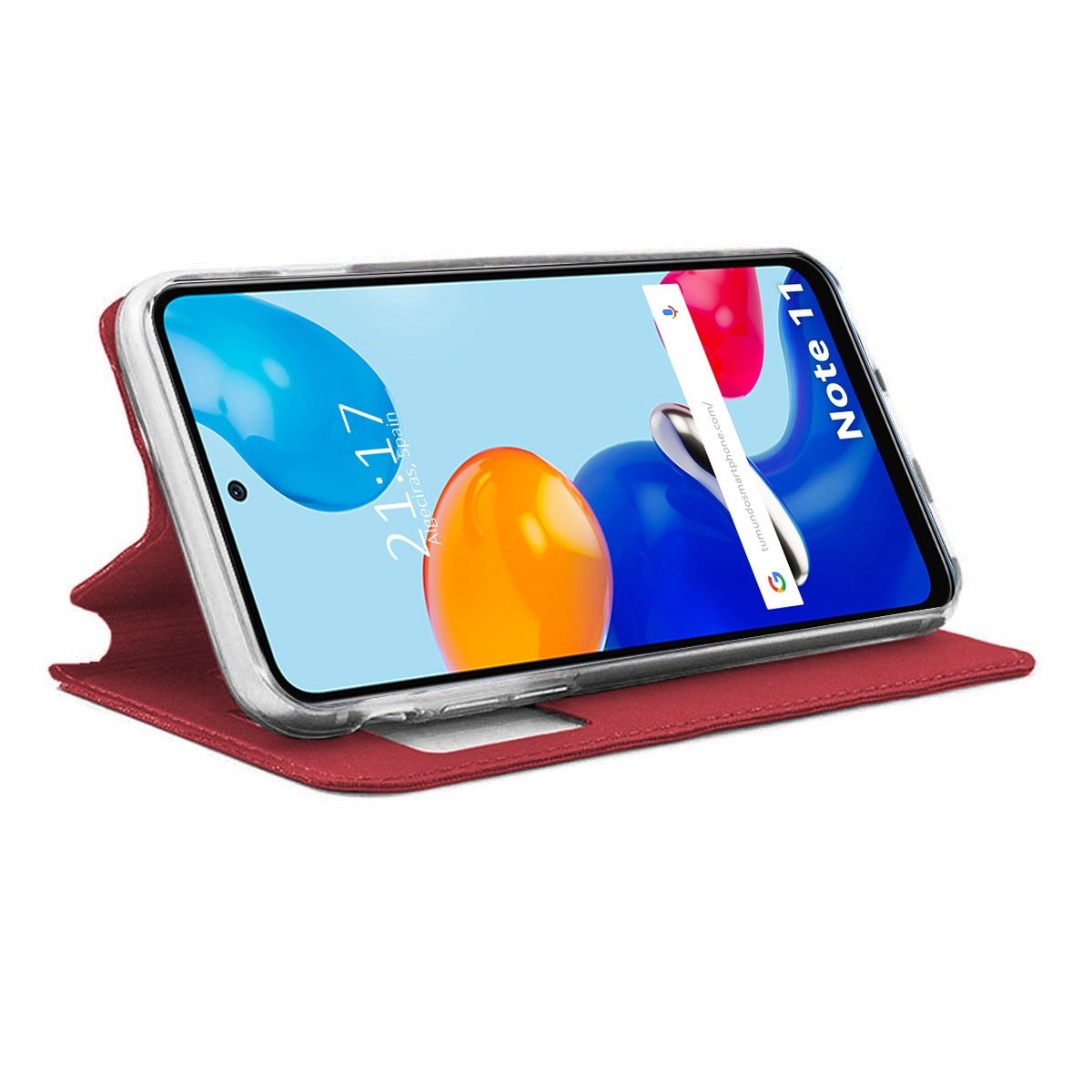Funda Libro Soporte con Ventana para Xiaomi Redmi Note 11 / 11S color Roja