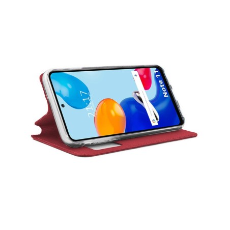 Funda Libro Soporte con Ventana para Xiaomi Redmi Note 11 / 11S color Roja