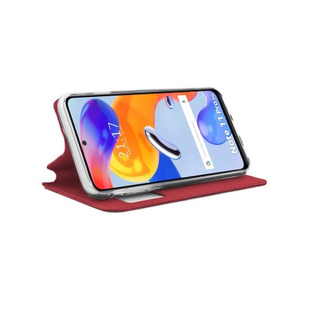 Funda Libro Soporte con Ventana para Xiaomi Redmi Note 11 Pro / 11 Pro 5G color Roja