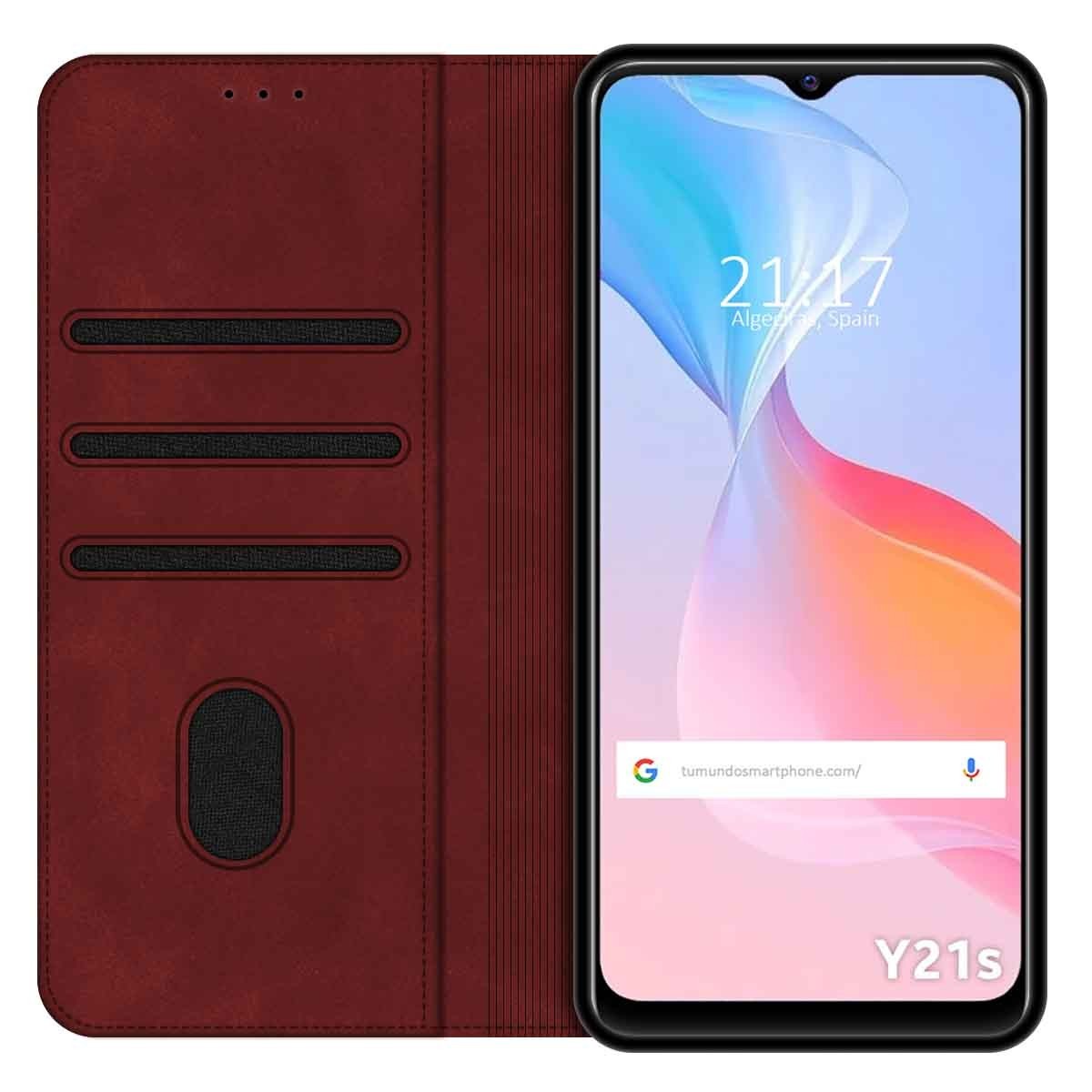 Funda Polipiel con Tarjetero para Vivo Y21 / Y21s / Y33s Color Roja