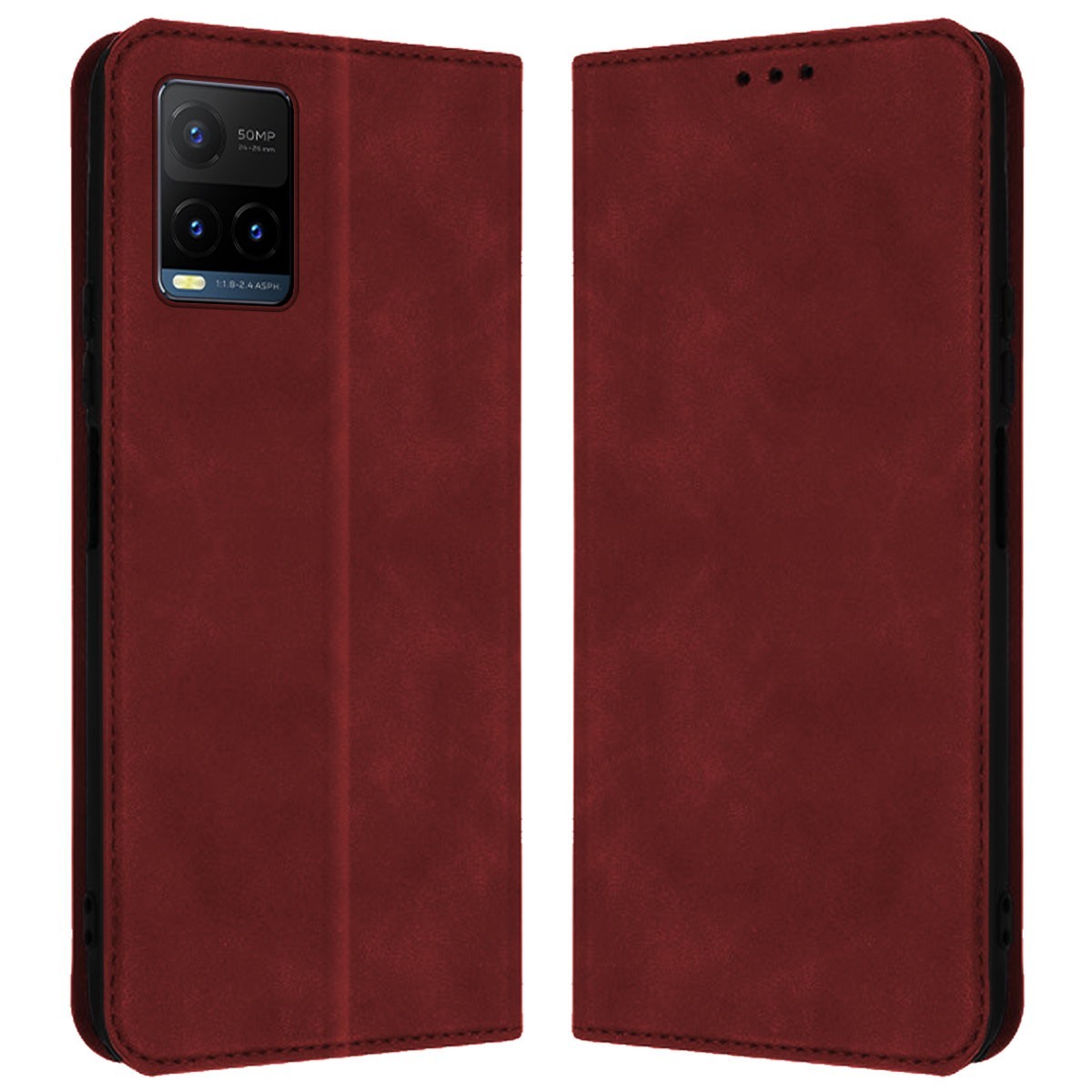 Funda Polipiel con Tarjetero para Vivo Y21 / Y21s / Y33s Color Roja