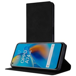 Funda Polipiel con Tarjetero para Oppo A74 4G Color Negra