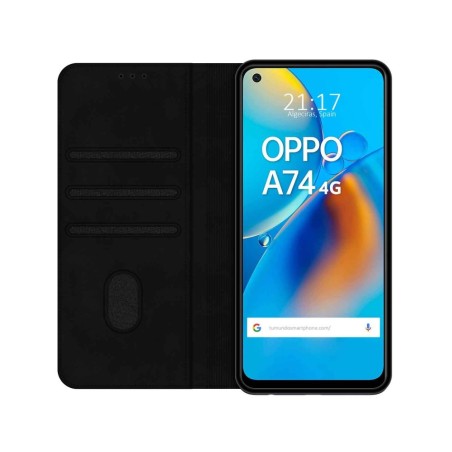 Funda Polipiel con Tarjetero para Oppo A74 4G Color Negra