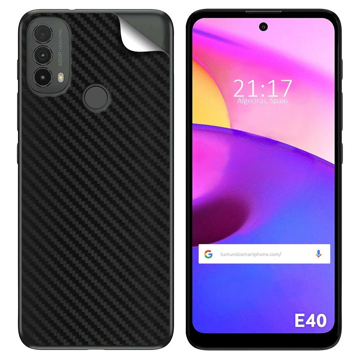 Pegatina Vinilo Autoadhesiva Textura Carbono para Motorola Moto E40