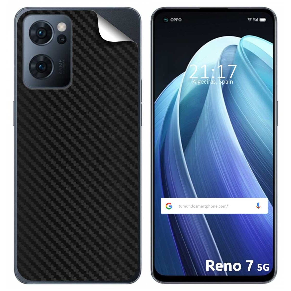 Pegatina Vinilo Autoadhesiva Textura Carbono para Oppo Reno 7 5G