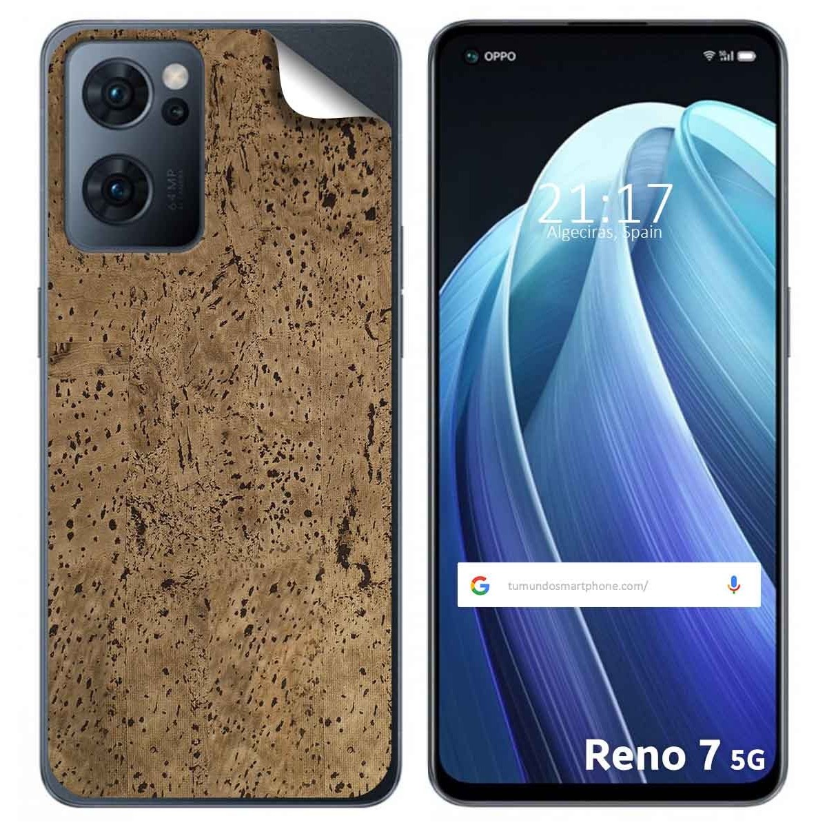 Pegatina Vinilo Autoadhesiva Textura Corcho para Oppo Reno 7 5G