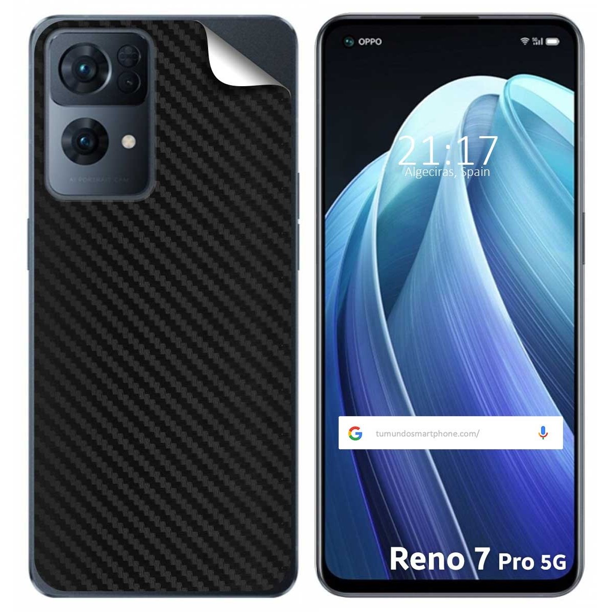 Pegatina Vinilo Autoadhesiva Textura Carbono para Oppo Reno 7 Pro 5G