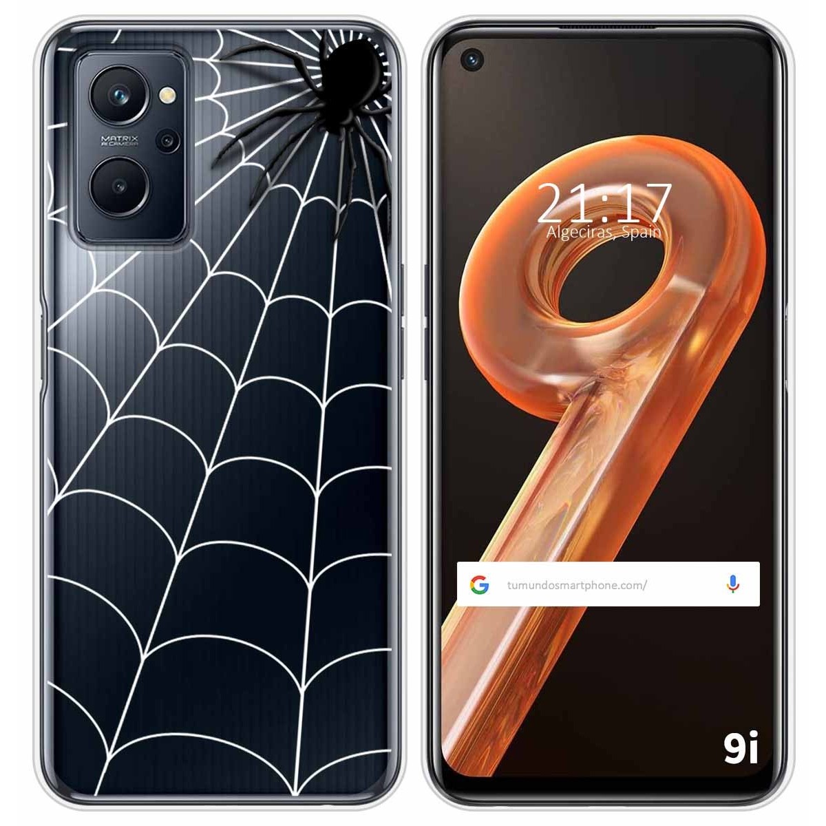 Funda Silicona Transparente para Realme 9i diseño Araña Dibujos