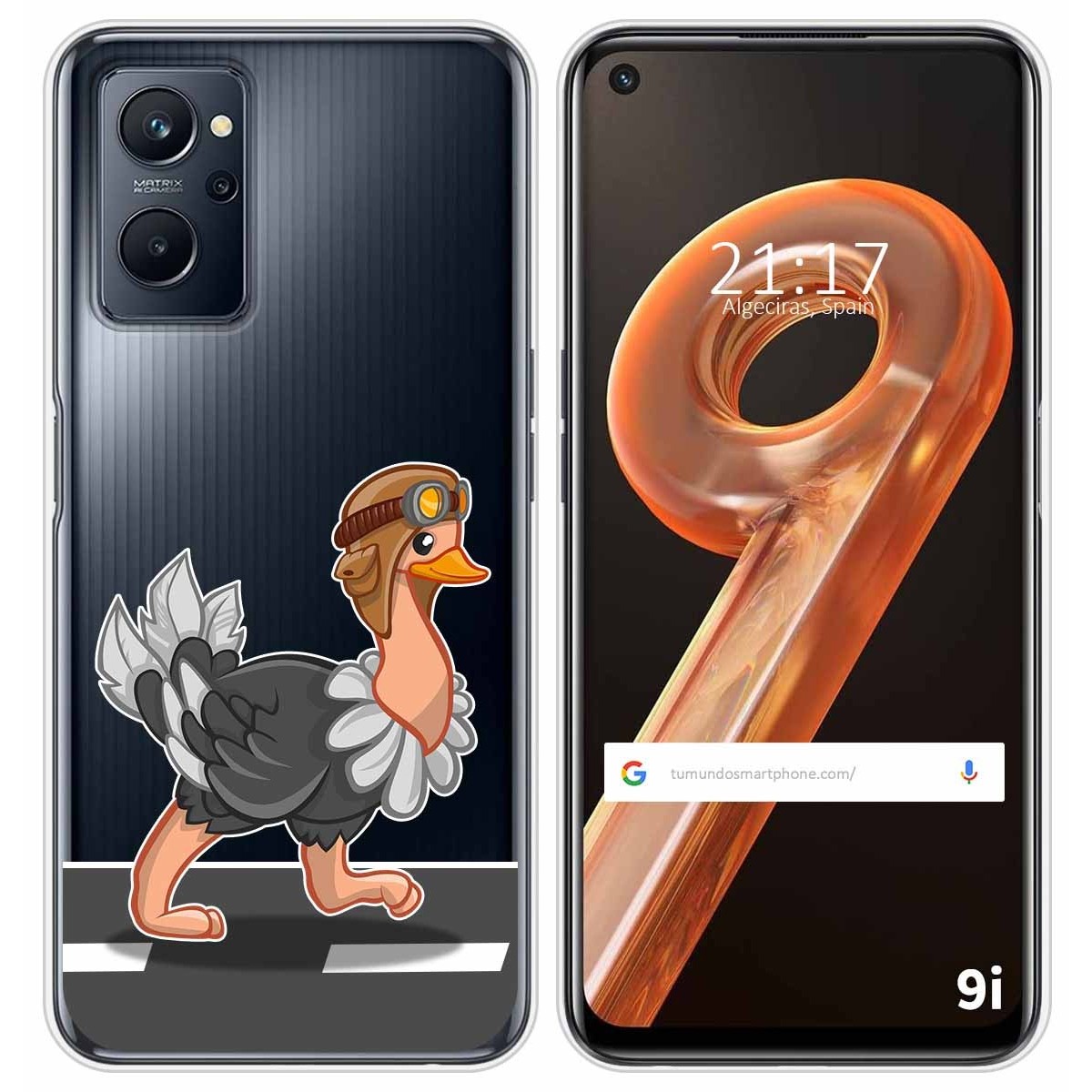 Funda Silicona Transparente para Realme 9i diseño Avestruz Dibujos