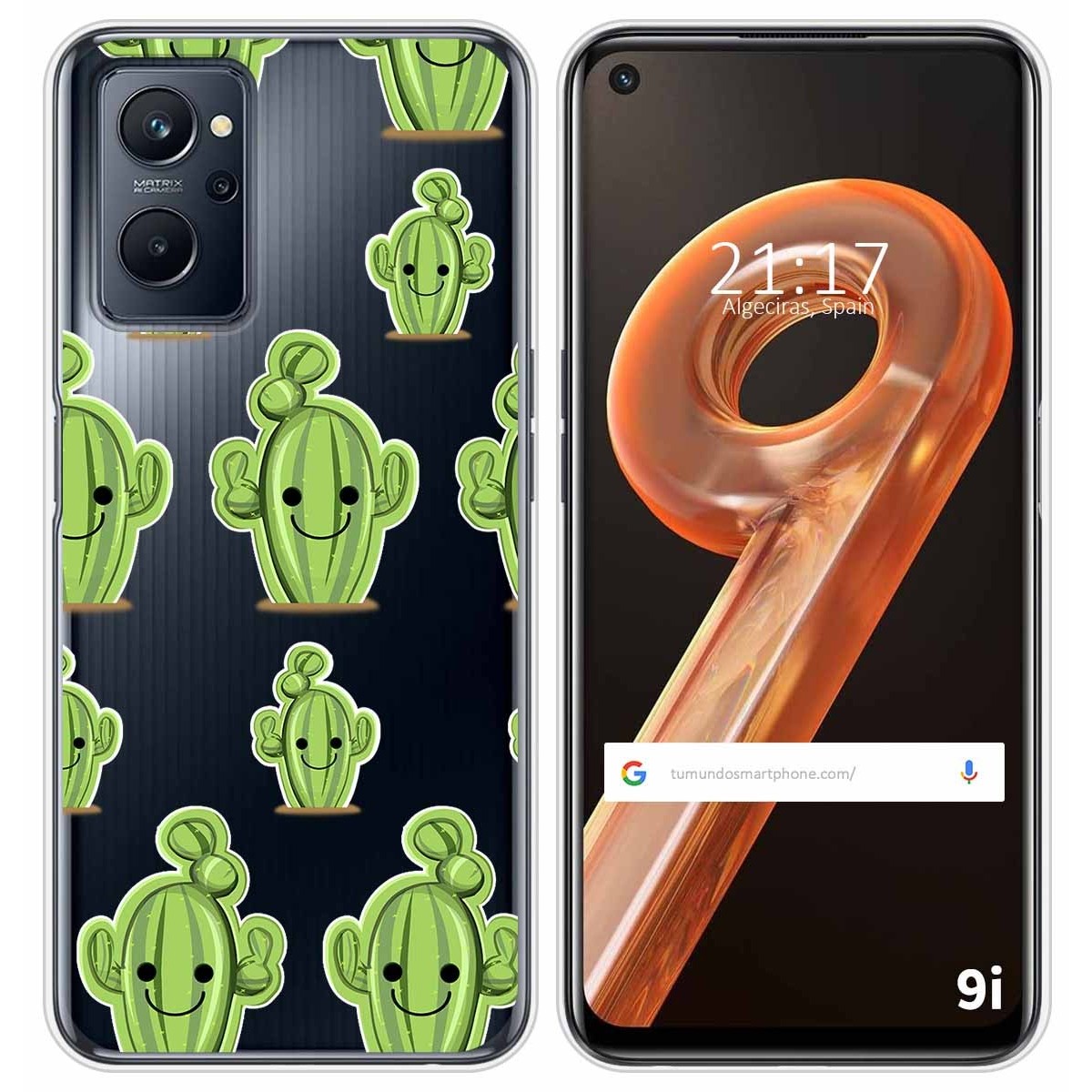 Funda Silicona Transparente para Realme 9i diseño Cactus Dibujos
