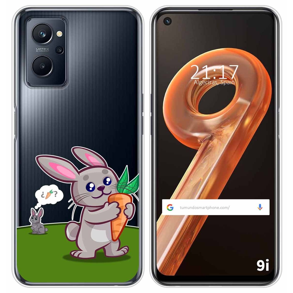 Funda Silicona Transparente para Realme 9i diseño Conejo Dibujos