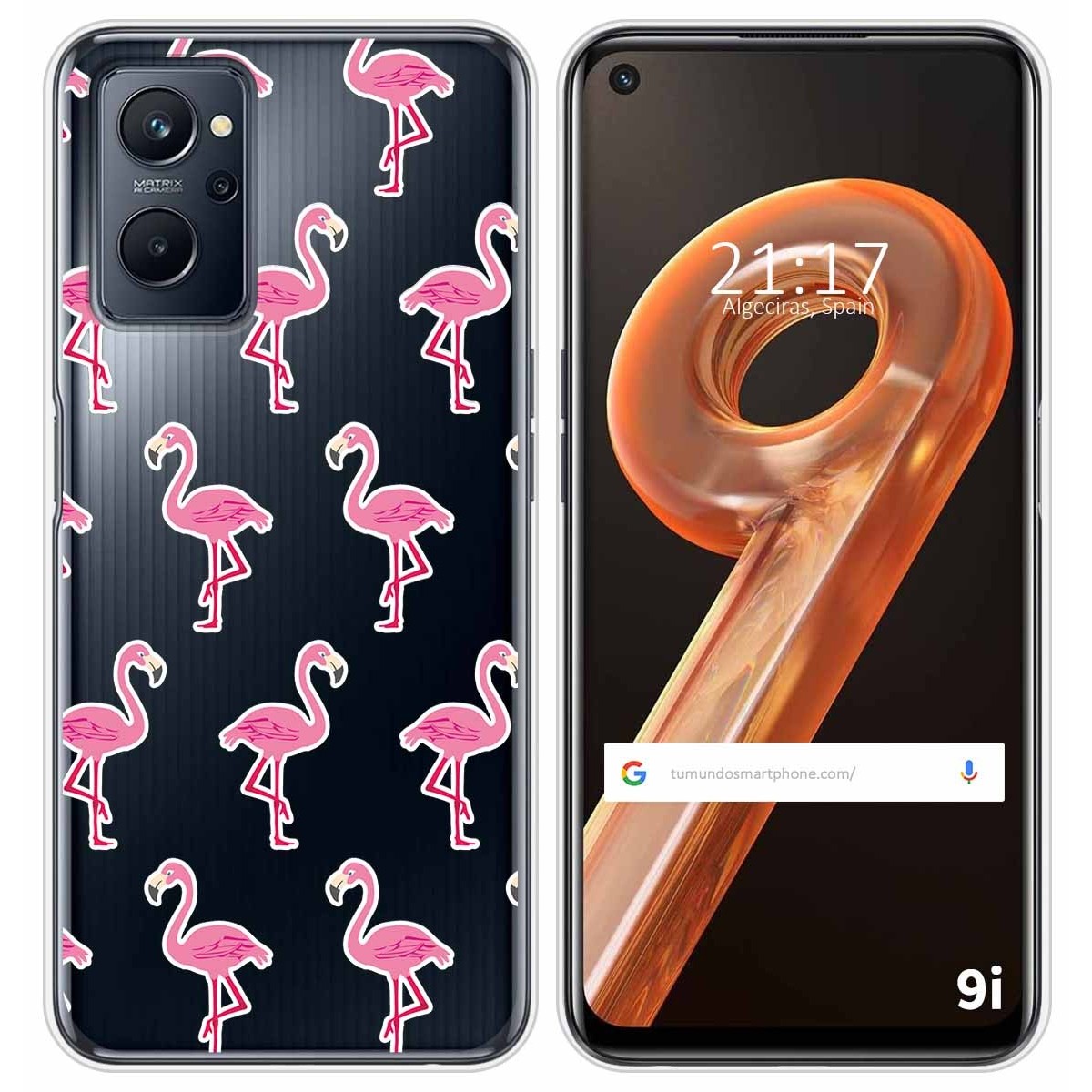 Funda Silicona Transparente para Realme 9i diseño Flamenco Dibujos