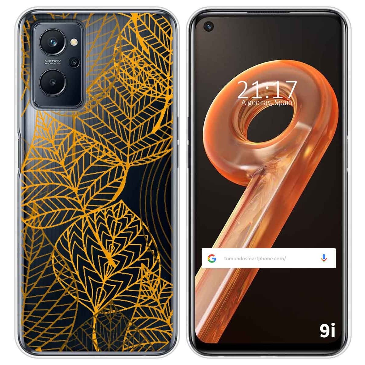 Funda Silicona Transparente para Realme 9i diseño Hojas Dibujos