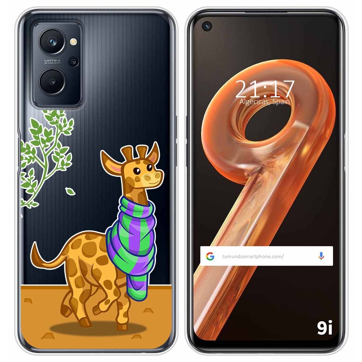 Funda Silicona Transparente para Realme 9i diseño Jirafa Dibujos