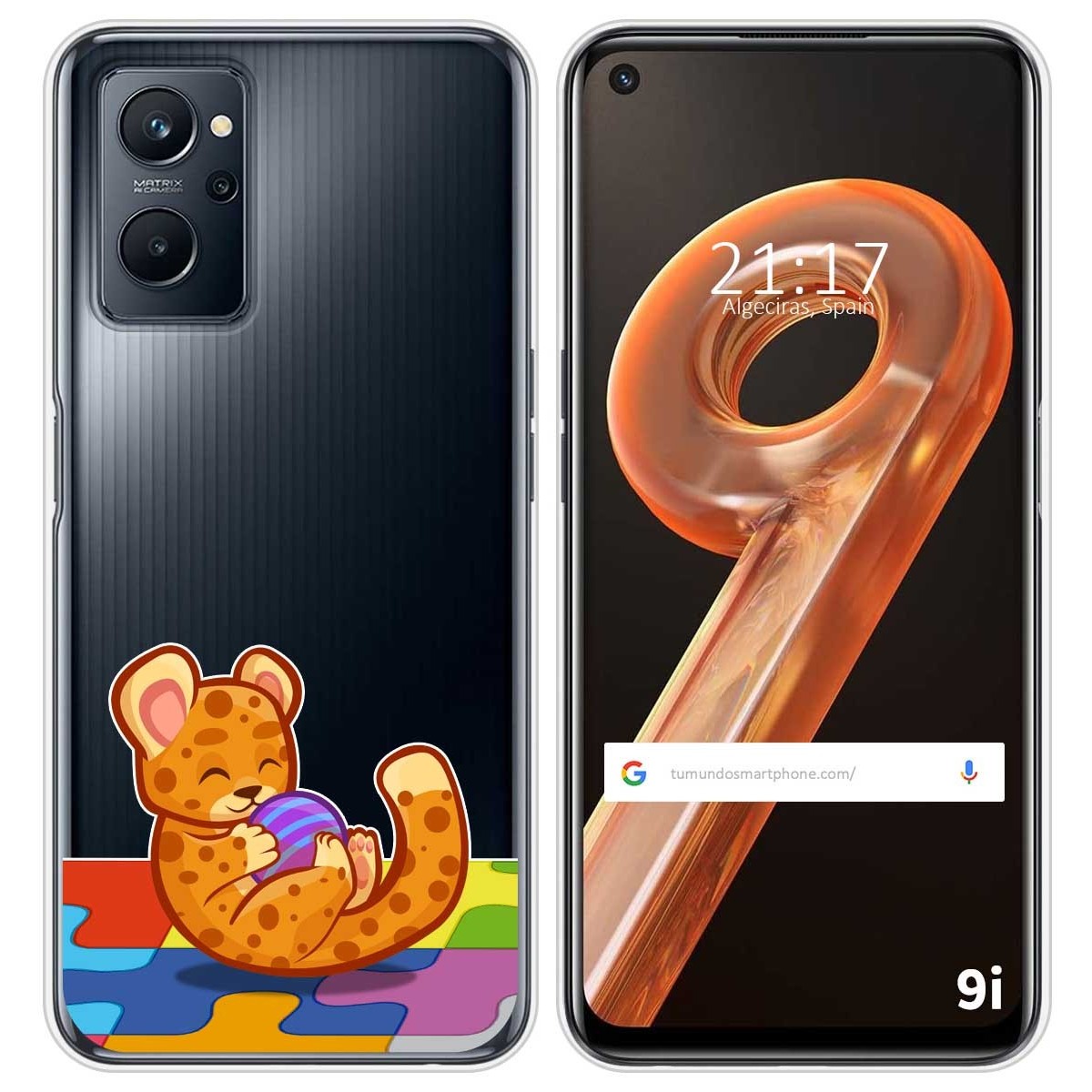 Funda Silicona Transparente para Realme 9i diseño Leopardo Dibujos
