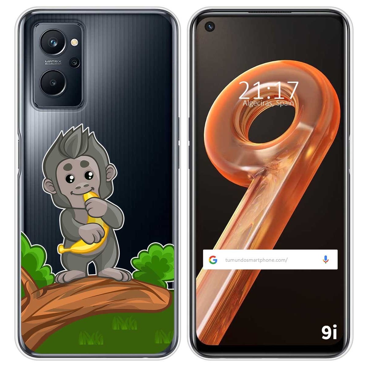 Funda Silicona Transparente para Realme 9i diseño Mono Dibujos