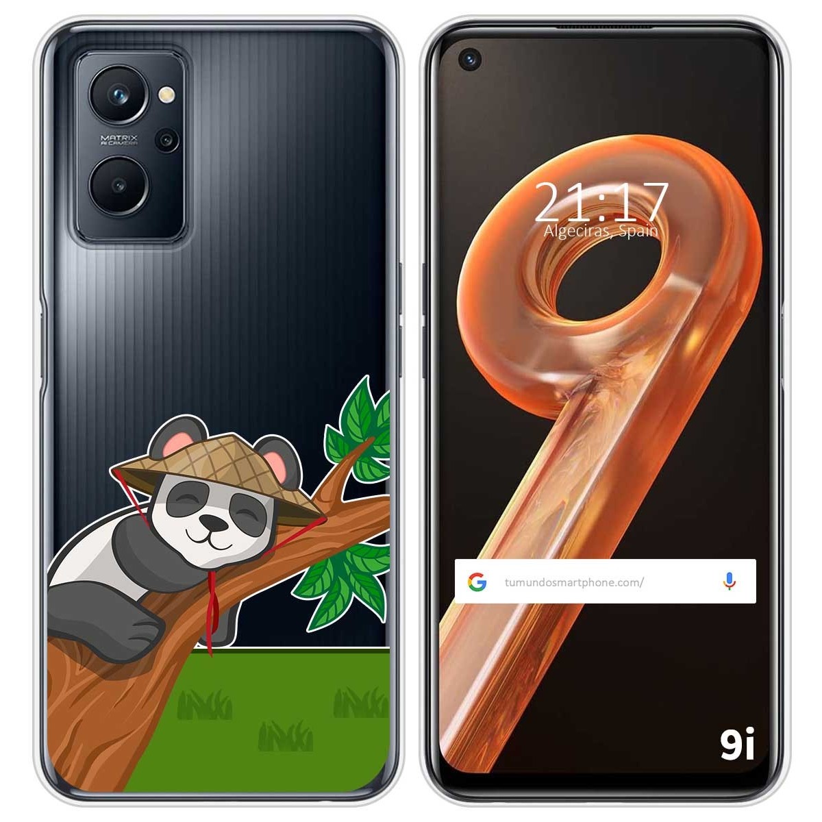 Funda Silicona Transparente para Realme 9i diseño Panda Dibujos