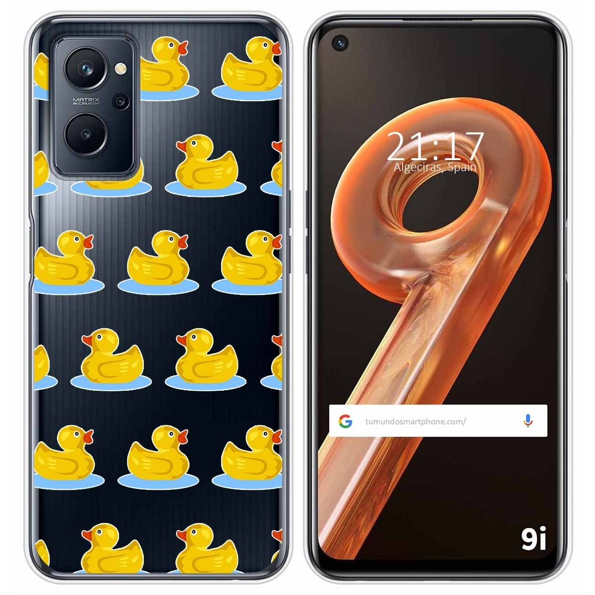 Funda Silicona Transparente para Realme 9i diseño Pato Dibujos