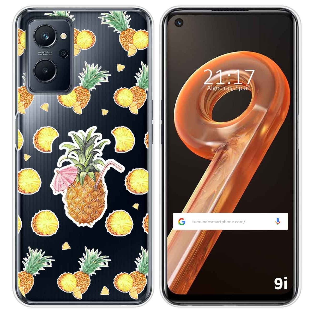 Funda Silicona Transparente para Realme 9i diseño Piña Dibujos