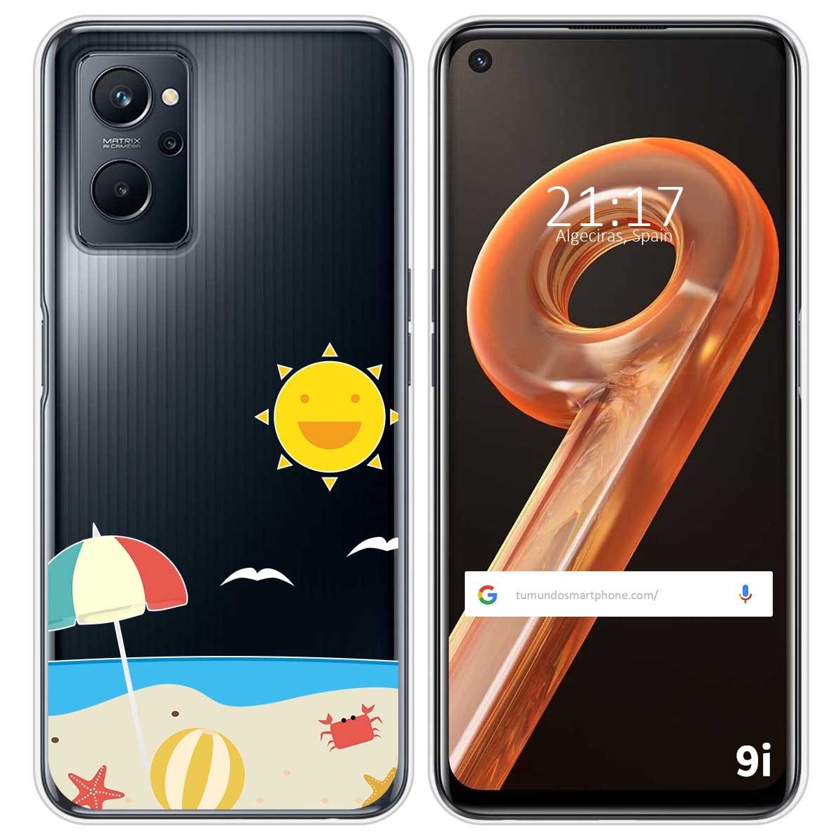 Funda Silicona Transparente para Realme 9i diseño Playa Dibujos