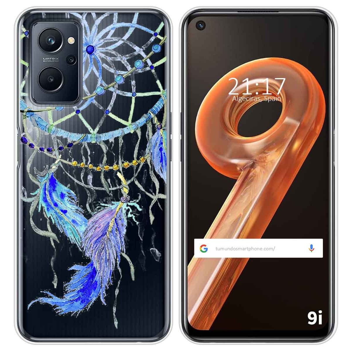 Funda Silicona Transparente para Realme 9i diseño Plumas Dibujos