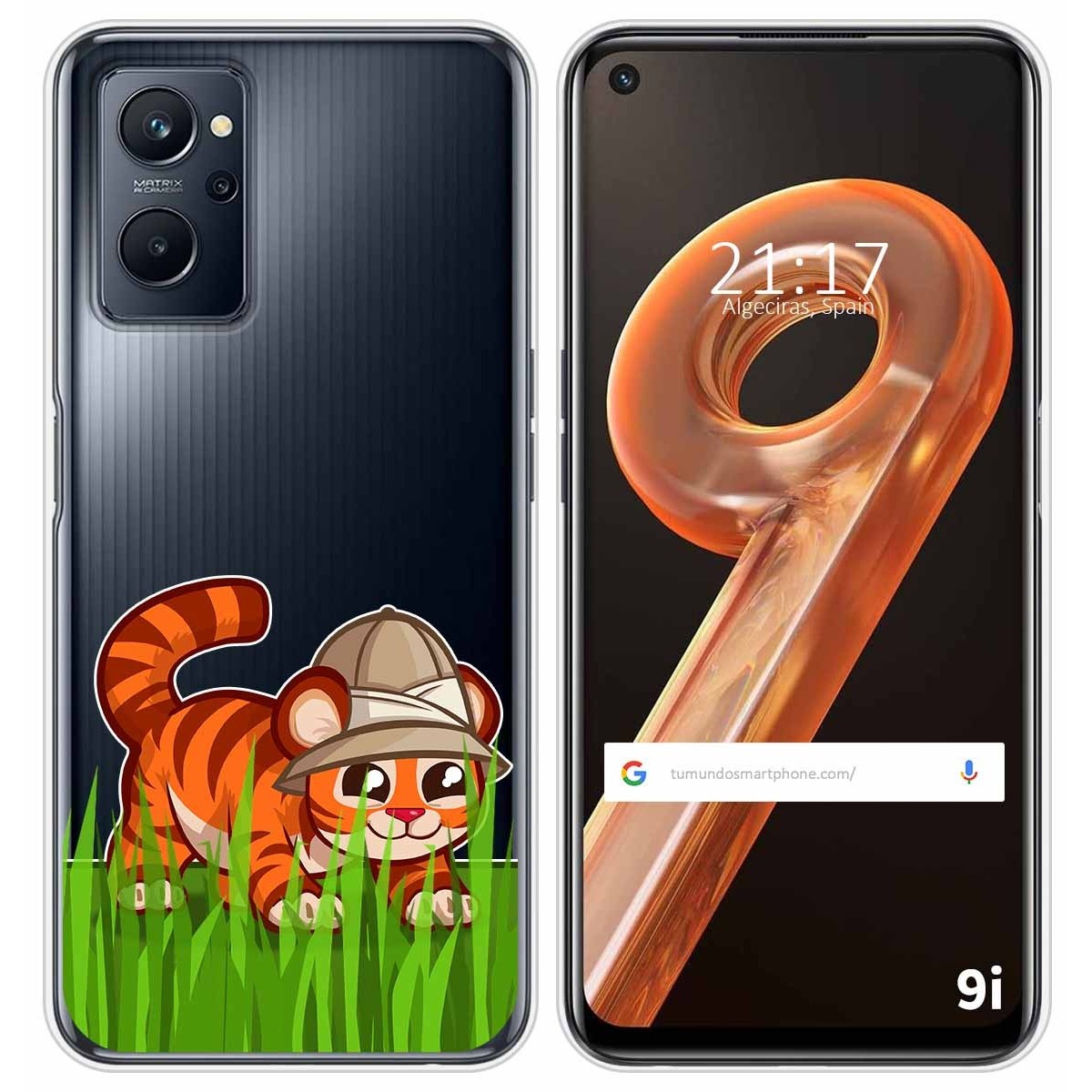 Funda Silicona Transparente para Realme 9i diseño Tigre Dibujos