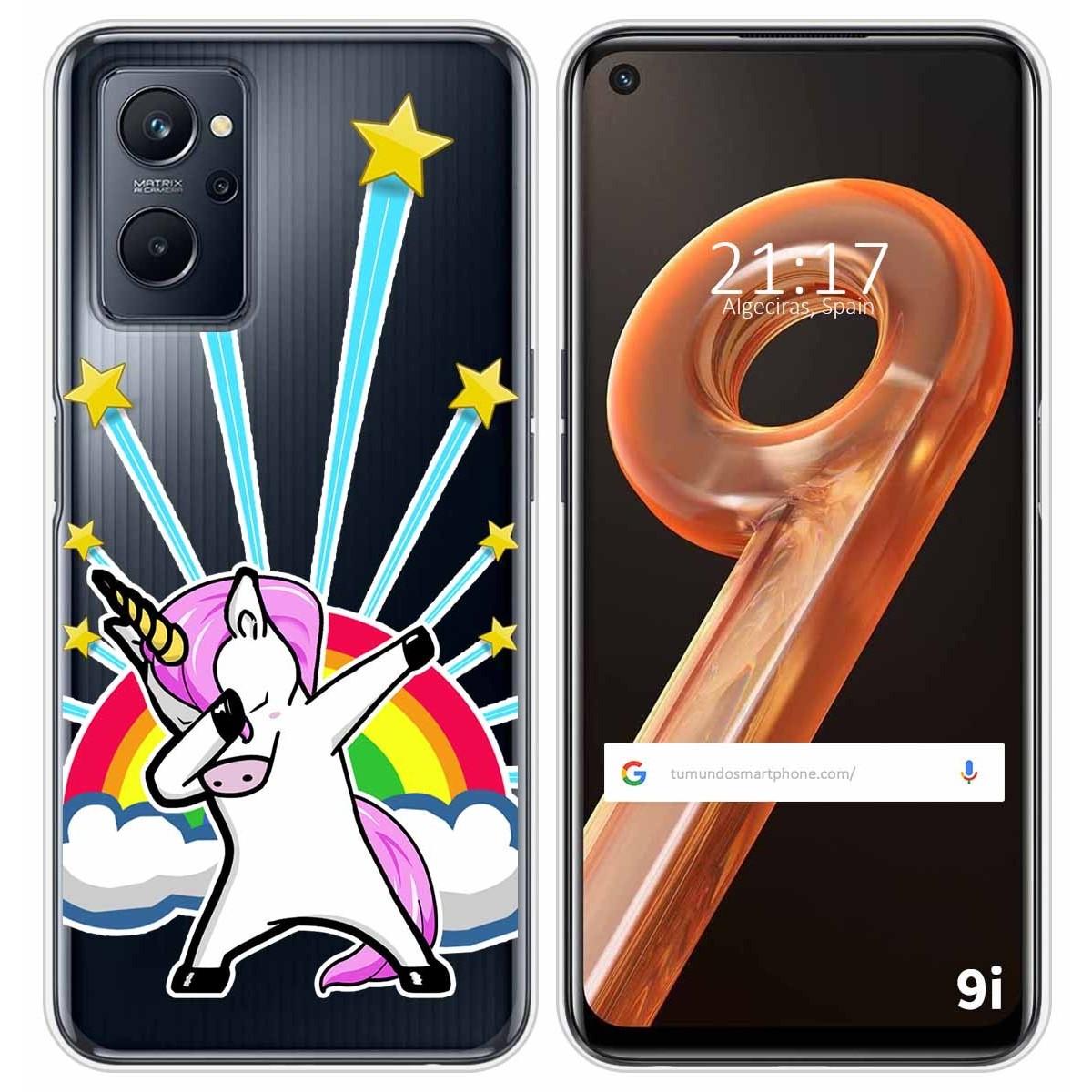 Funda Silicona Transparente para Realme 9i diseño Unicornio Dibujos
