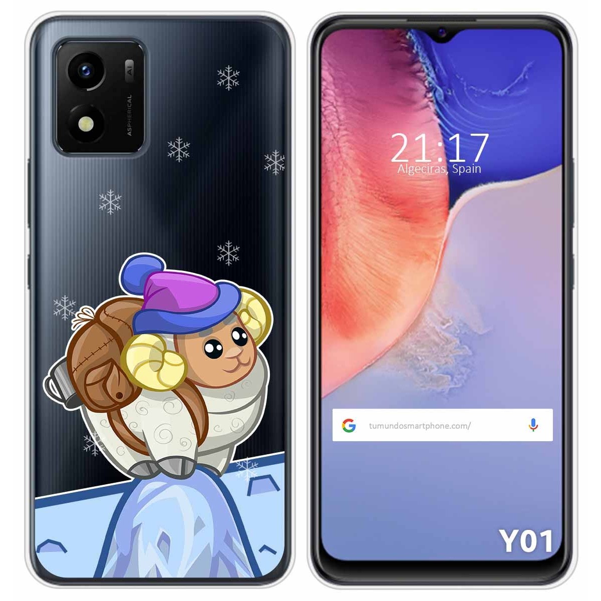 Funda Silicona Transparente para Vivo Y01 diseño Cabra Dibujos