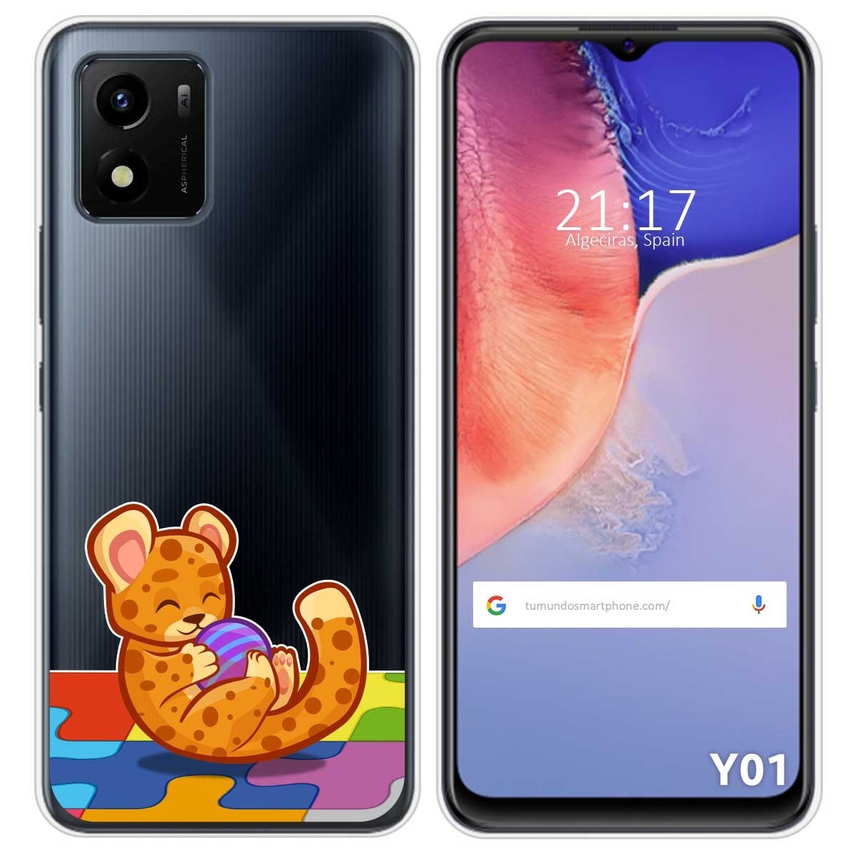 Funda Silicona Transparente para Vivo Y01 diseño Leopardo Dibujos