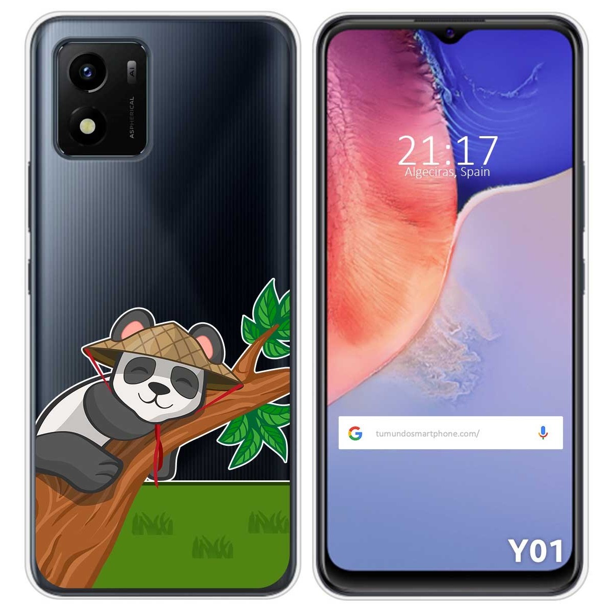 Funda Silicona Transparente para Vivo Y01 diseño Panda Dibujos