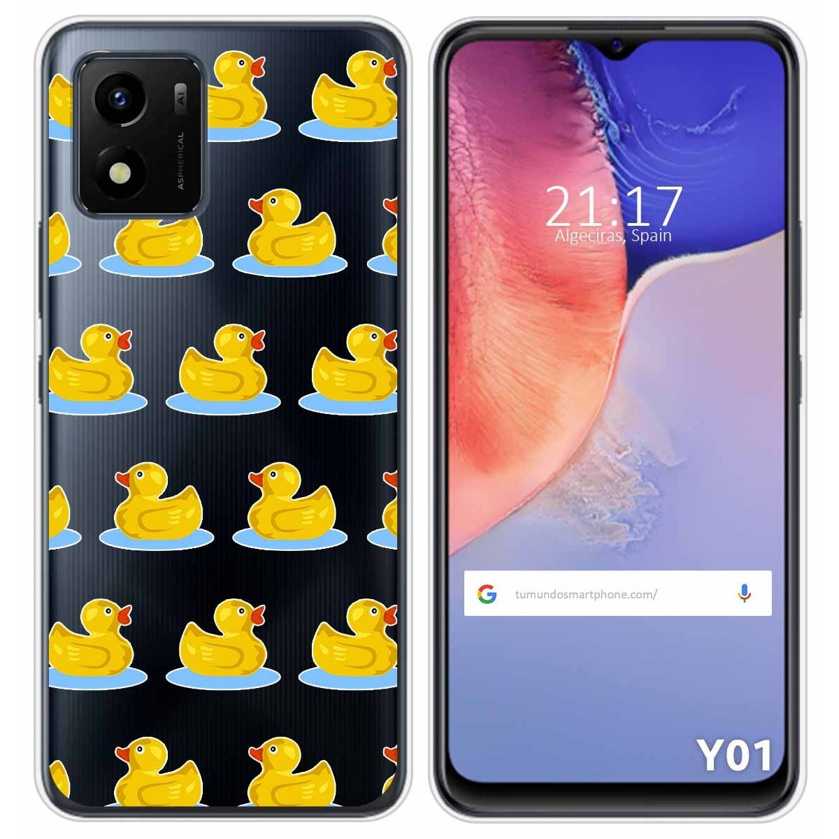 Funda Silicona Transparente para Vivo Y01 diseño Pato Dibujos