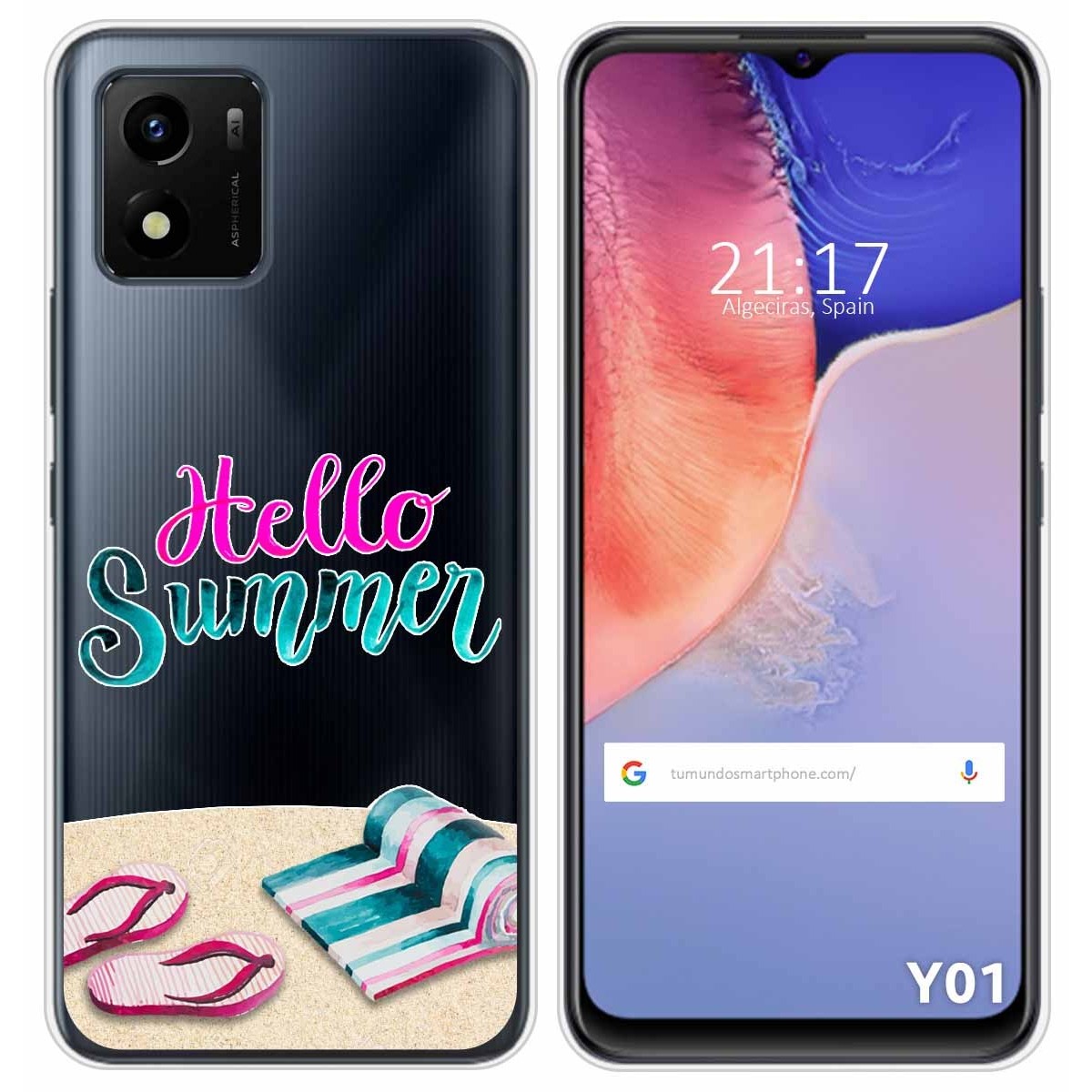Funda Silicona Transparente para Vivo Y01 diseño Summer Dibujos
