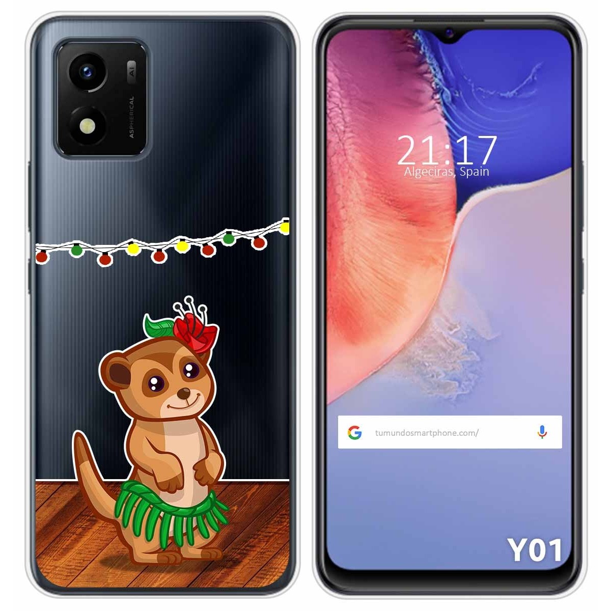 Funda Silicona Transparente para Vivo Y01 diseño Suricata Dibujos