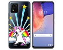 Funda Silicona Transparente para Vivo Y01 diseño Unicornio Dibujos