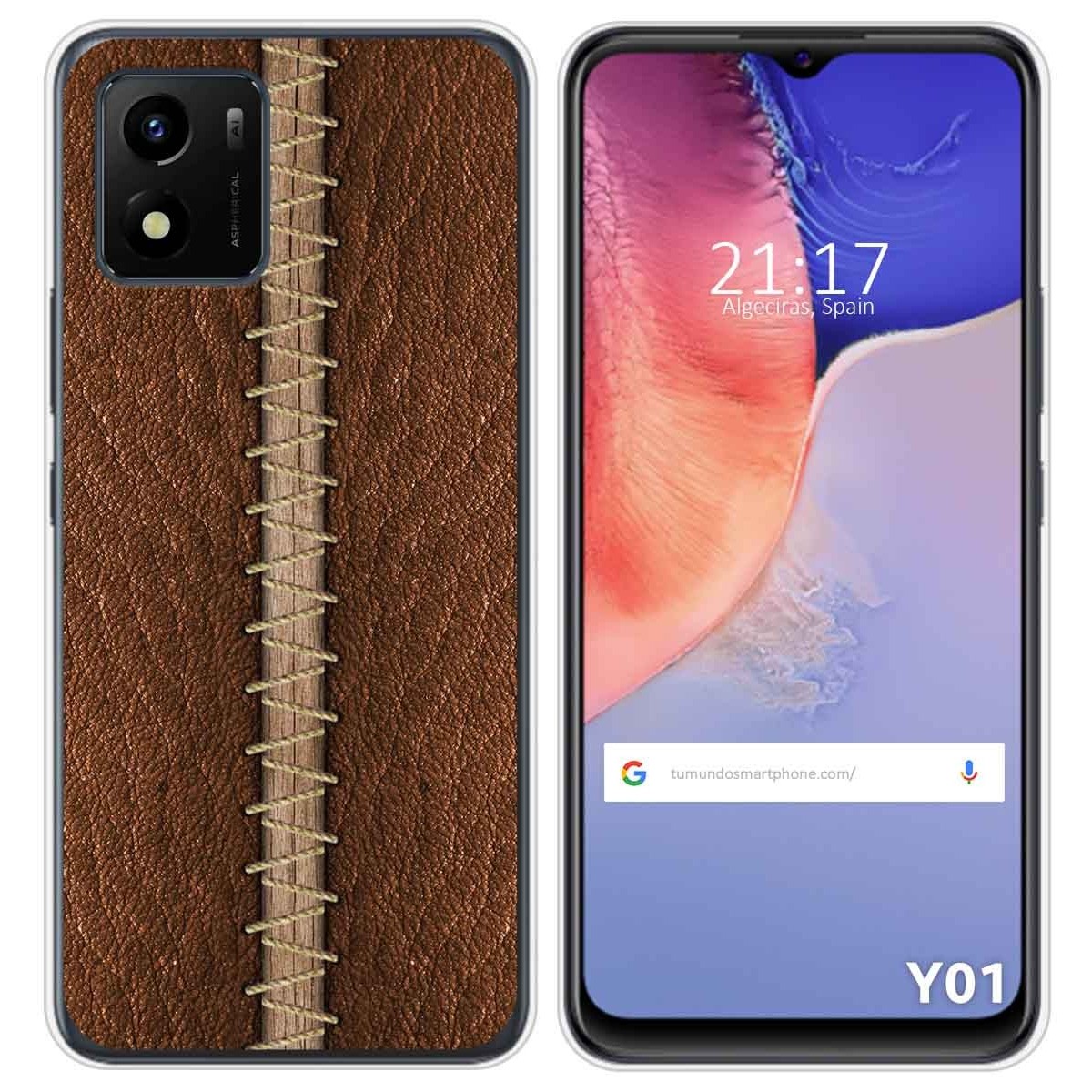 Funda Silicona para Vivo Y01 diseño Cuero 01 Dibujos