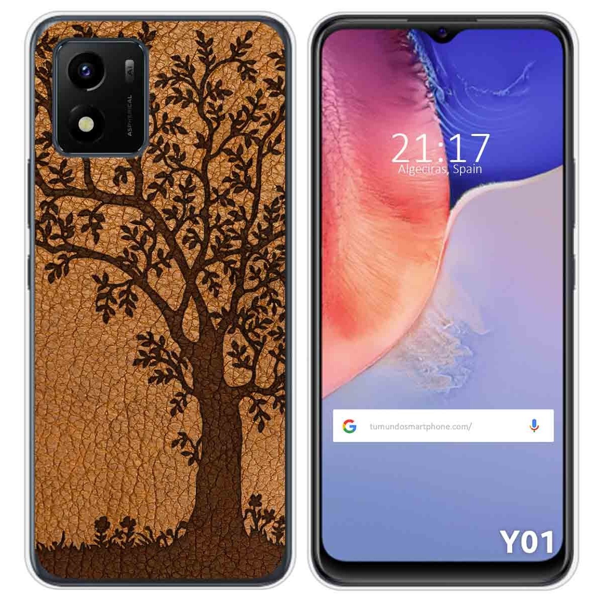 Funda Silicona para Vivo Y01 diseño Cuero 03 Dibujos