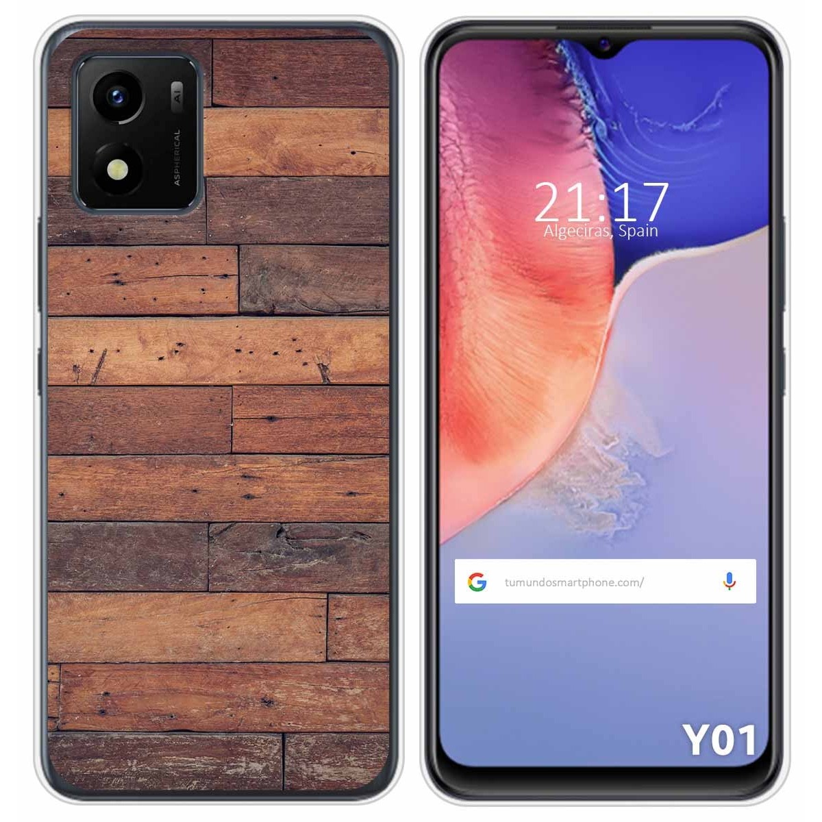 Funda Silicona para Vivo Y01 diseño Madera 03 Dibujos